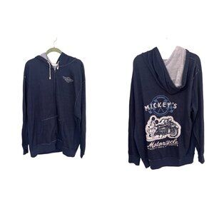 Mickeys Motorcycle Disney Parks Mens Hoodie‎ Sweatshirt XXL Blue Graphic